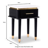 Vittoria Marble Top 1 Draw Bedside Table Dims from Roseland Furniture