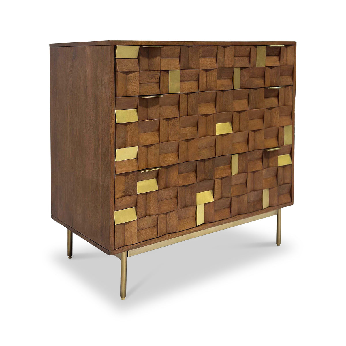 Nova Mango Wood 3 Drawer Chest Front1 from Roseland Furniture