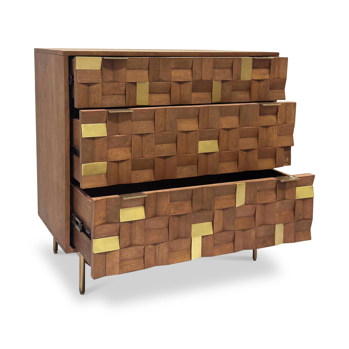 Nova Mango Wood 3 Drawer Chest Front1 from Roseland Furniture