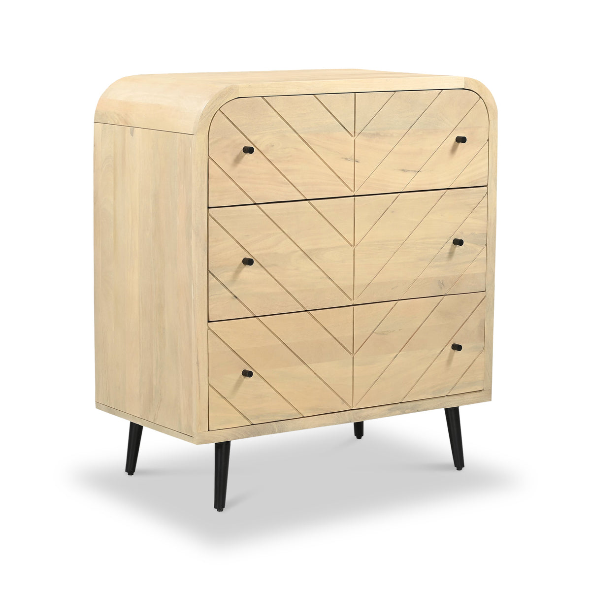 Opal Parquet Mango Wood 3 Drawer Chest Close2 from Roseland Furniture
