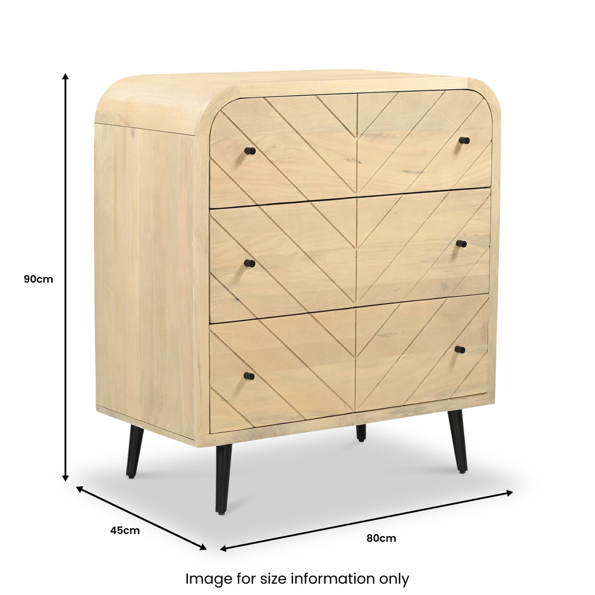 Opal Parquet Mango Wood 3 Drawer Chest Close2 from Roseland Furniture