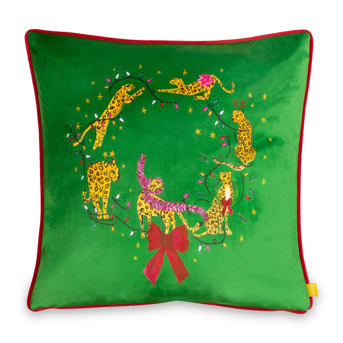 Purrfect Leaping Leopards 43x43 Cushion by Roseland Furniture