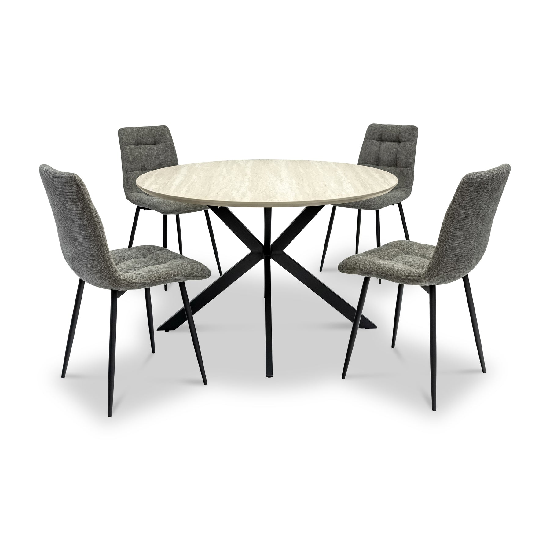 Barlo 120cm Travertine Effect Round Dining Table from Roseland Furniture