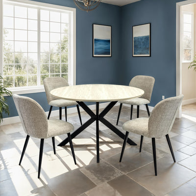 Barlo 120cm Travertine Effect Round Dining Table