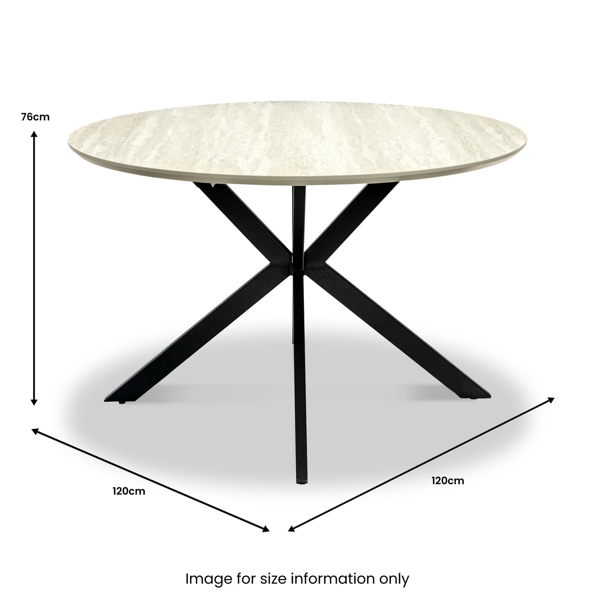 Barlo 120cm Travertine Effect Round Dining Table from Roseland Furniture