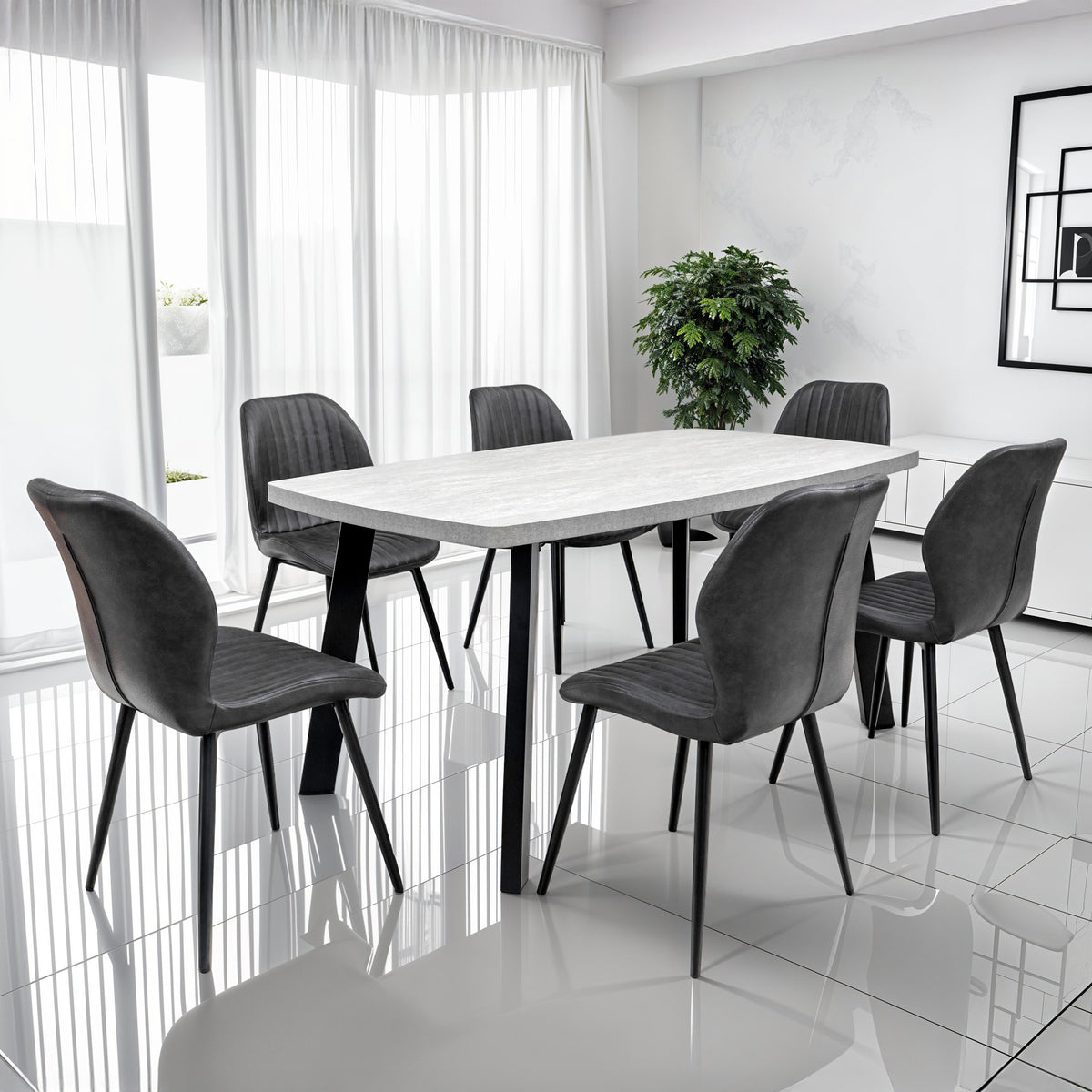 Ciara 160cm Dining Table Light Grey from Roseland Furniture