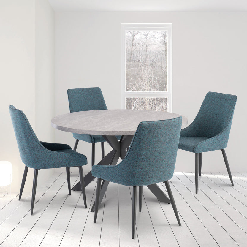 Harald 120cm Light Grey Round Dining Table for up to 4 Roseland