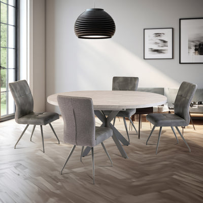 Harald 120cm Light Grey Round Extendable Dining Table