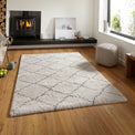 Webster Cream Grey Diamond Two Toned Rug for living room