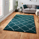 Webster Dark Green Diamond Two Toned Rug for living room