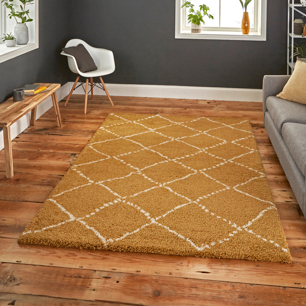 Webster Yellow Diamond Two Toned Rug for living room