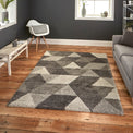 Webster Grey Triangle Geometric Rug for living room