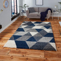 Webster Navy Blue Triangle Geometric Rug for living room