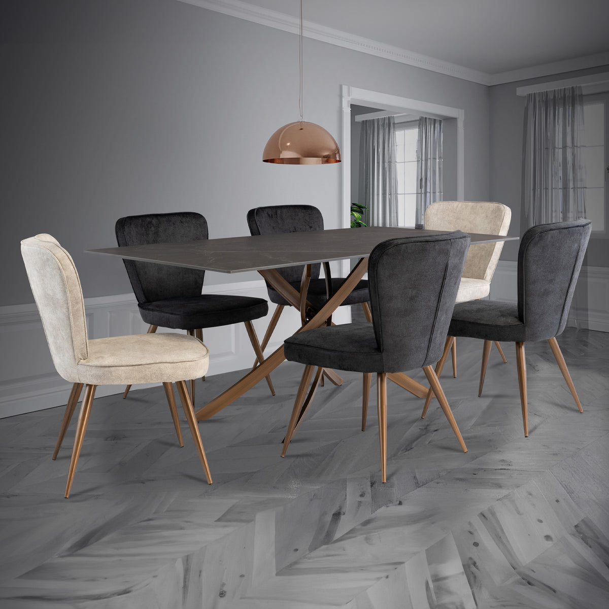 Gwen Black 180cm Sintered Stone Dining Table for dining room