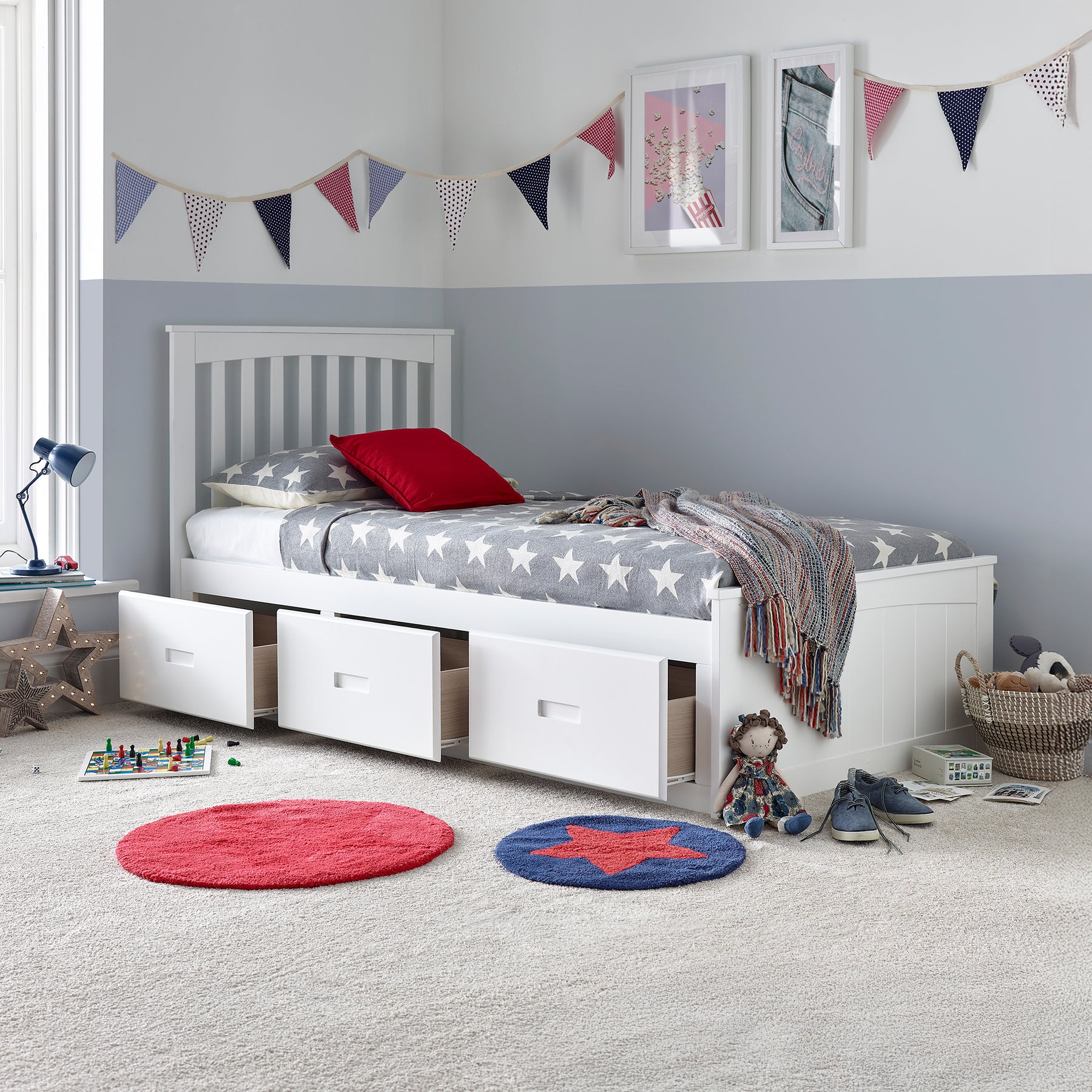 Wilson Wooden 3 Dawer Bed Frame White from Roseland Furniture