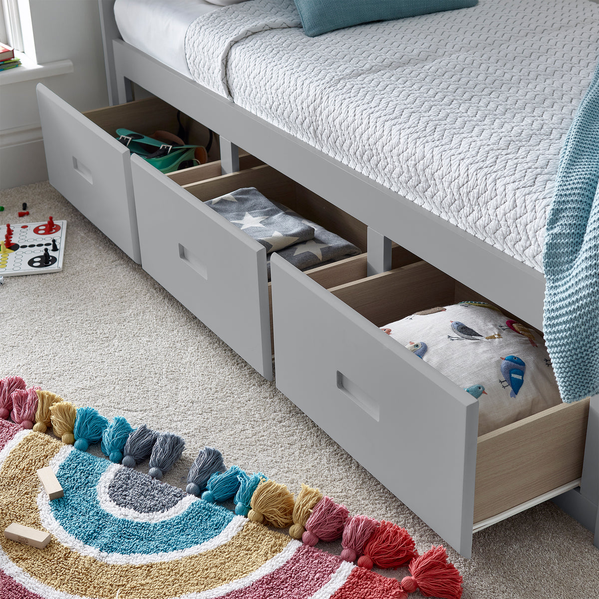 Wilson Wooden 3 Dawer Bed Frame Grey from Roseland Furniture