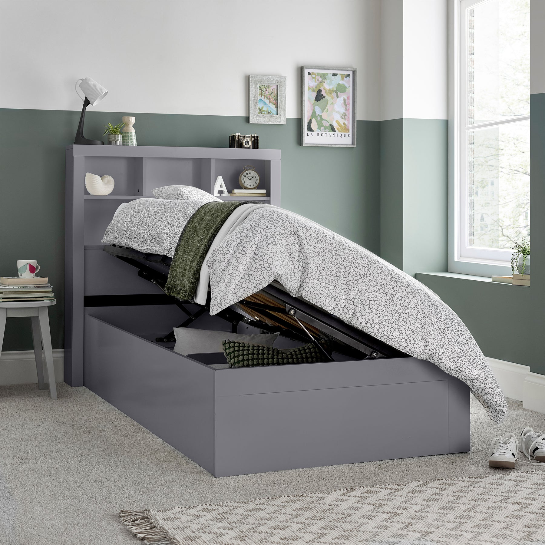 Cooper Wooden Ottoman Storage Bed Frame Grey from Roseland Furniture