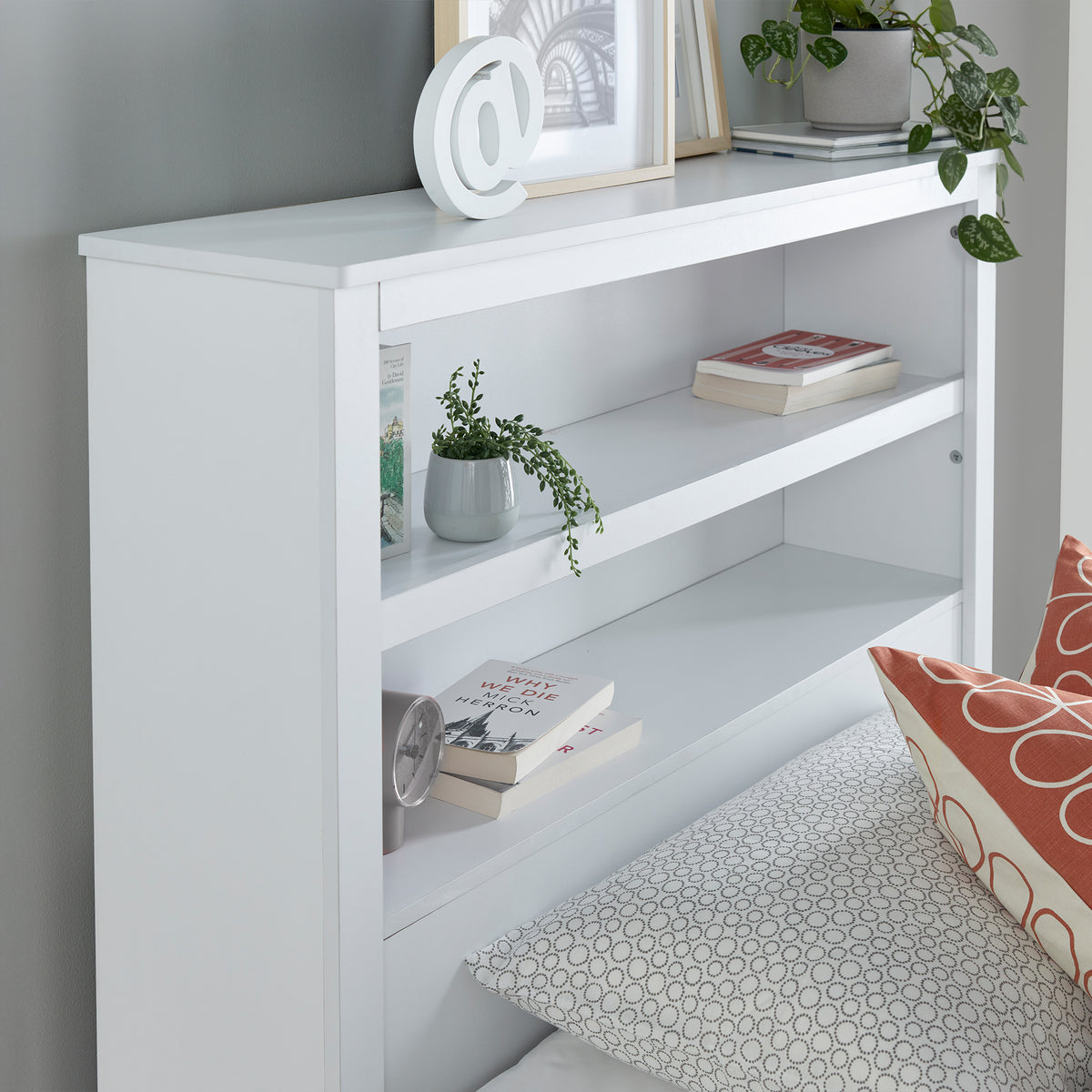 Emelia Wooden 3 Drawer and Shelving storage Bed Frame White from Roseland Furniture