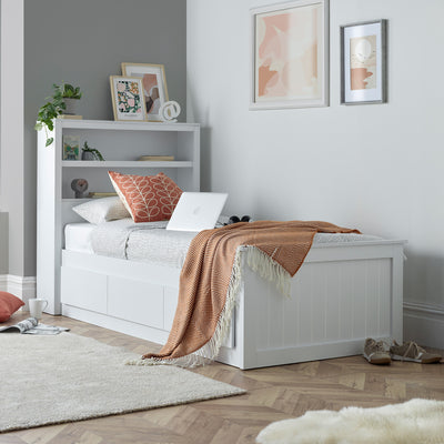 Emelia Wooden 3 Drawer and Shelving Storage Bed Frame