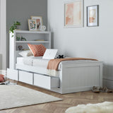 Emelia Wooden 3 Drawer and Shelving storage Bed Frame White from Roseland Furniture
