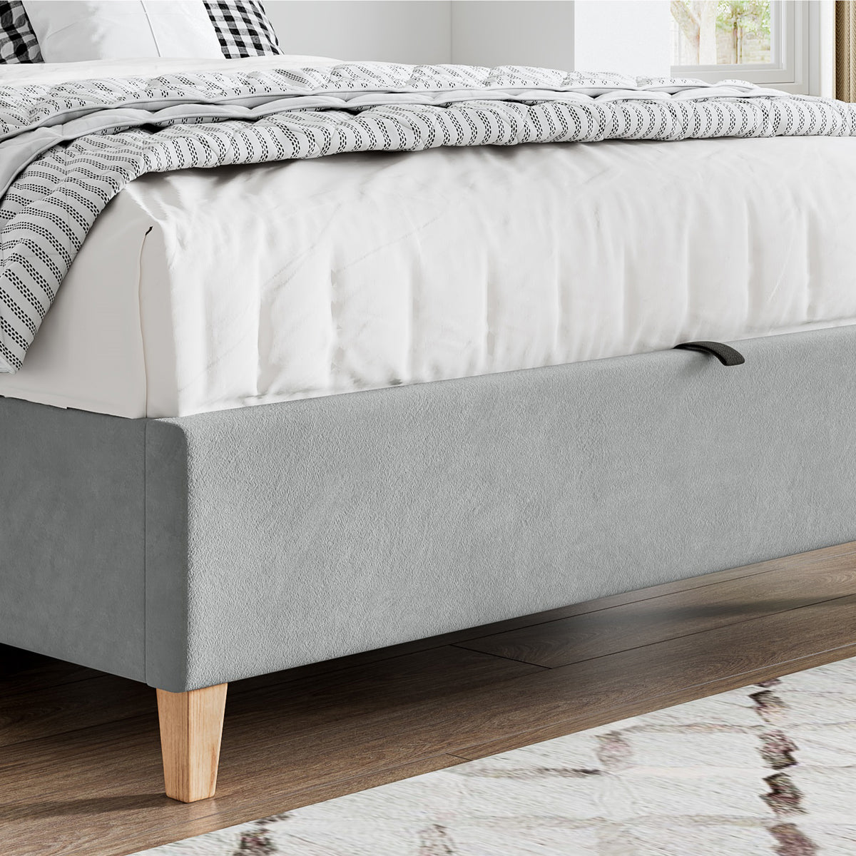 Marilyn Velvet Ottoman Storage Bed Grey Double from Roseland Furniture