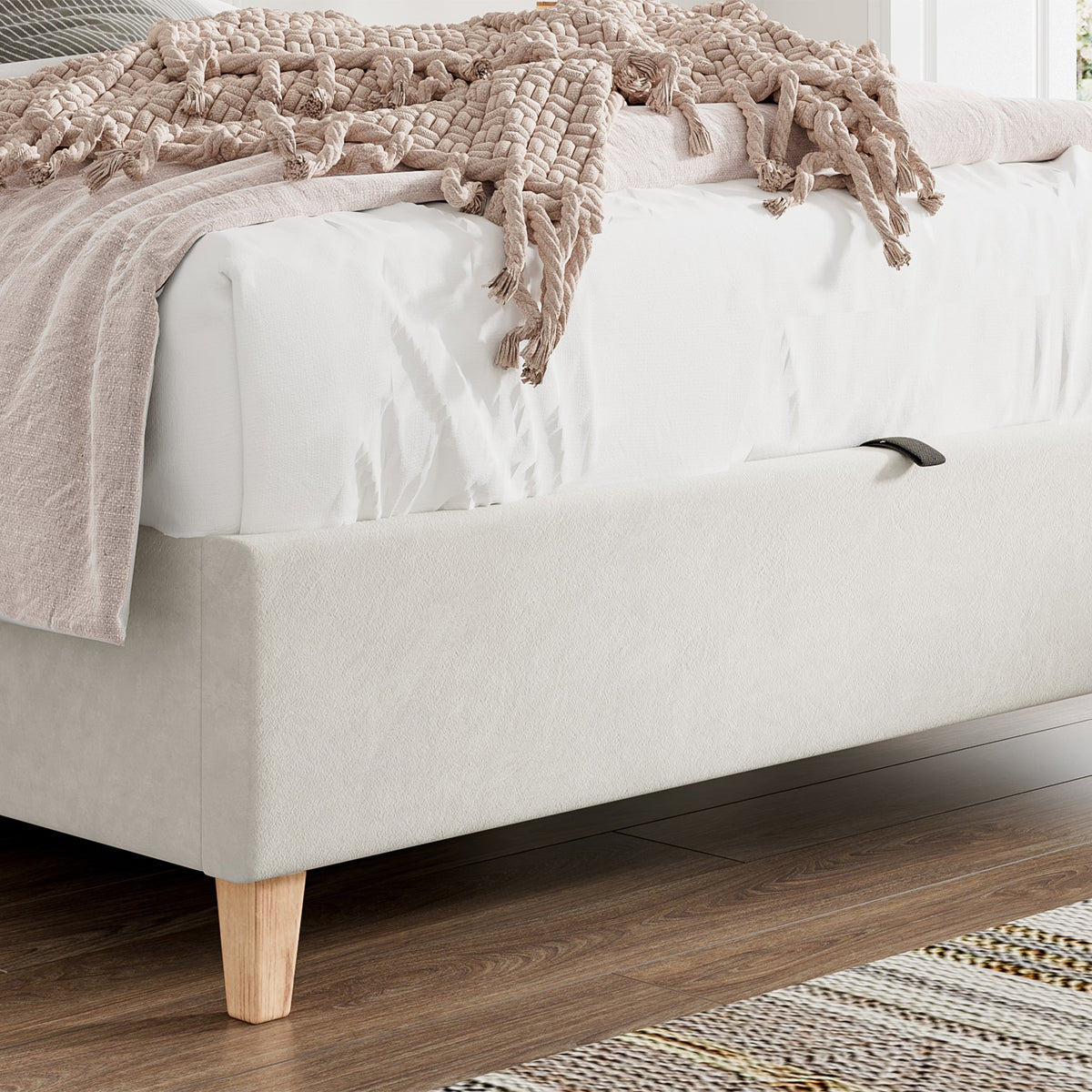 Marilyn Velvet Ottoman Storage Bed Small Double Stone from Roseland Furniture