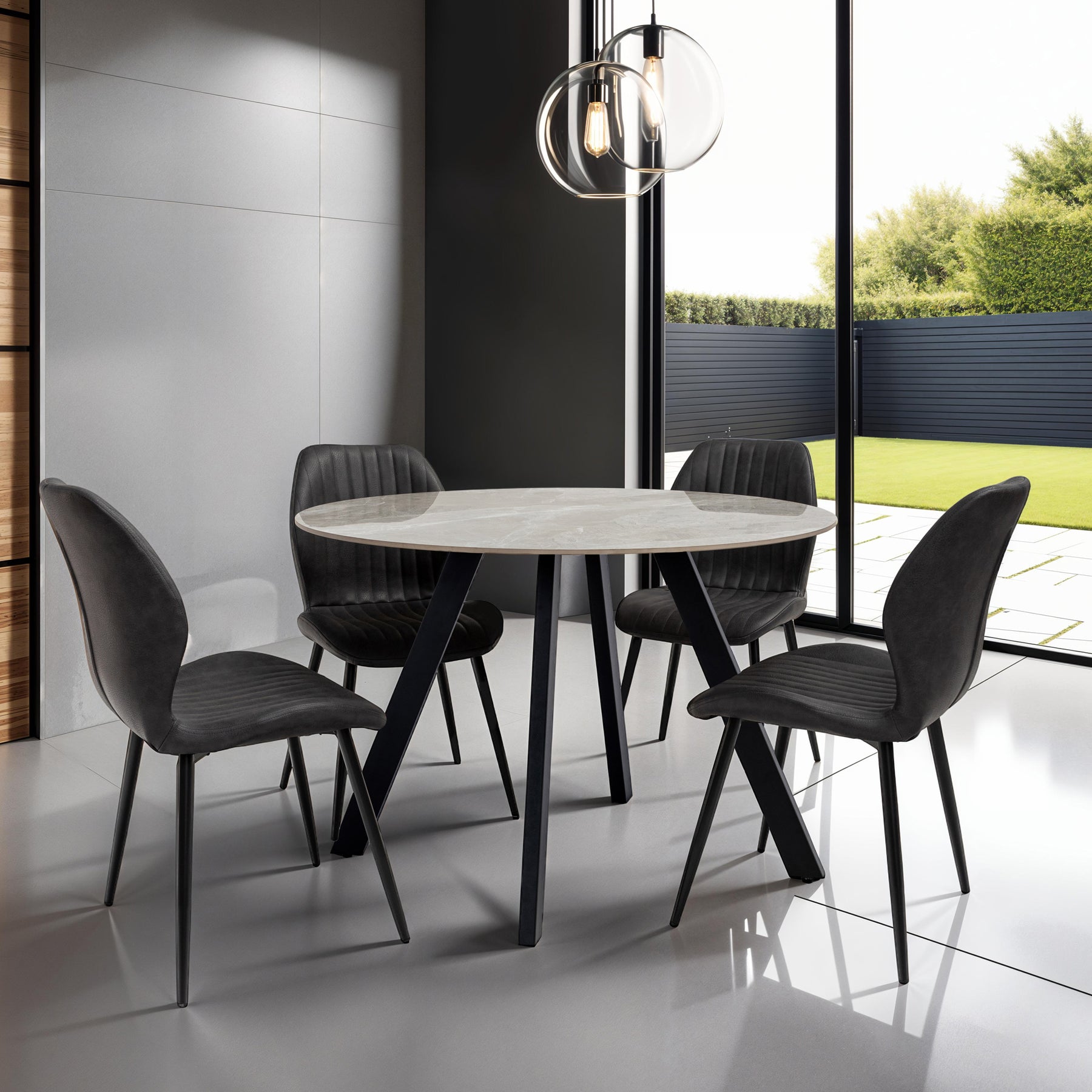 Alveston Sintered Stone Round Dining Table Group1 from Roseland Furniture