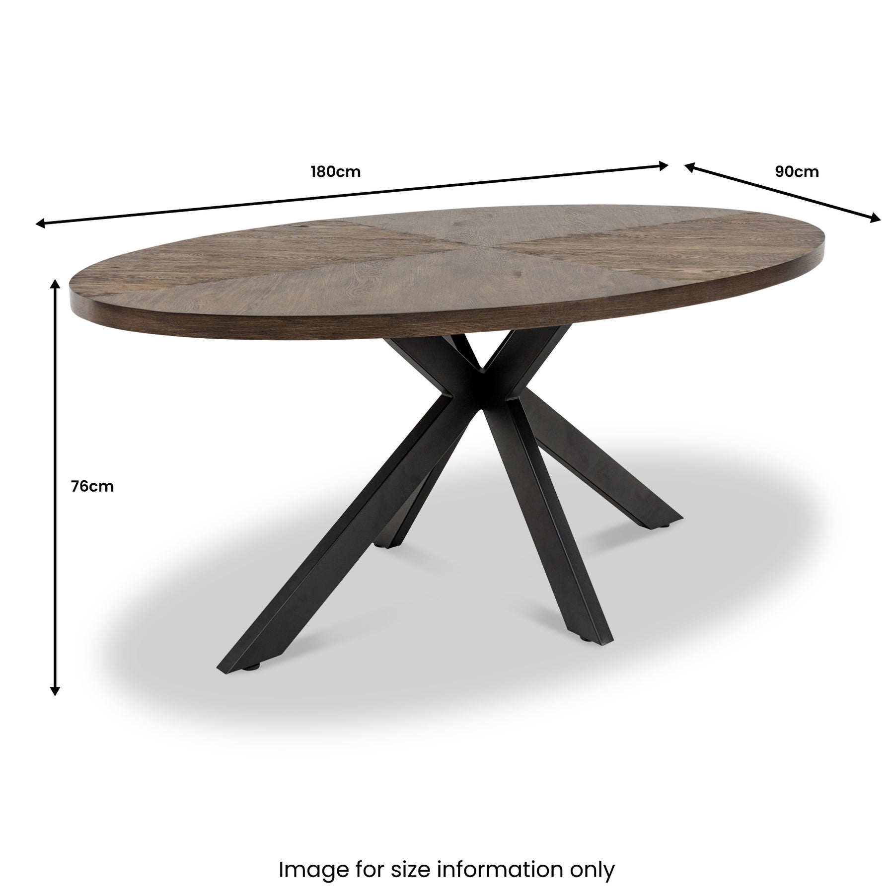 Haden 180cm Oval Dining Table Dims from Roseland Furniture