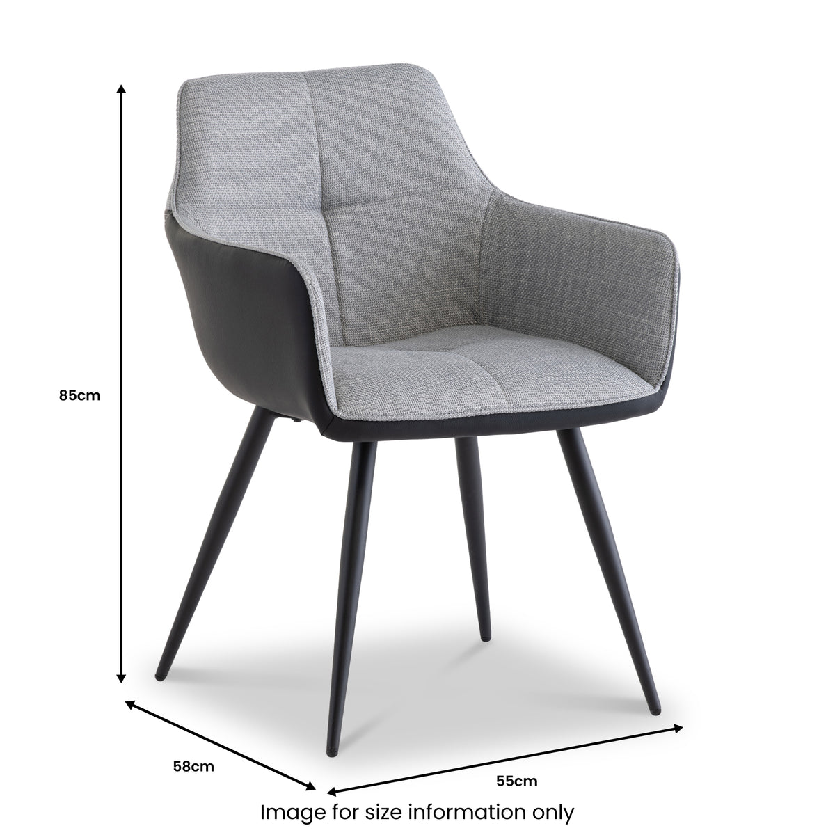 Halvard-Faux-Leather-Dining-Armchair-Black-Silver from Roseland Furniture