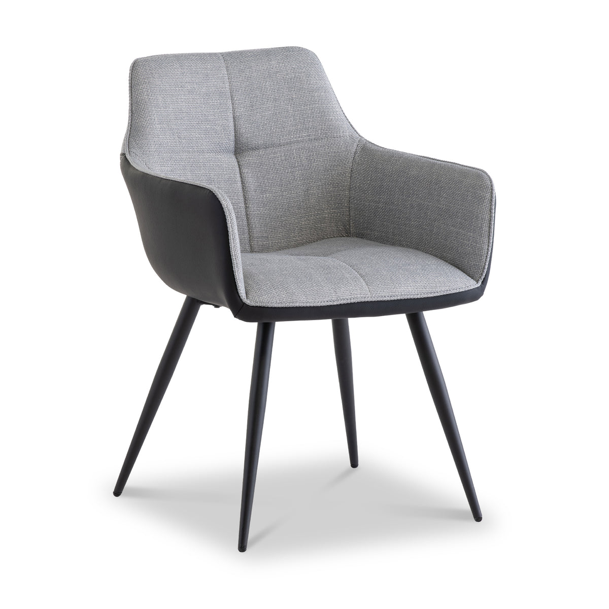 Halvard-Faux-Leather-Dining-Armchair-Black-Silver from Roseland Furniture