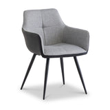 Halvard-Faux-Leather-Dining-Armchair-Black-Silver from Roseland Furniture