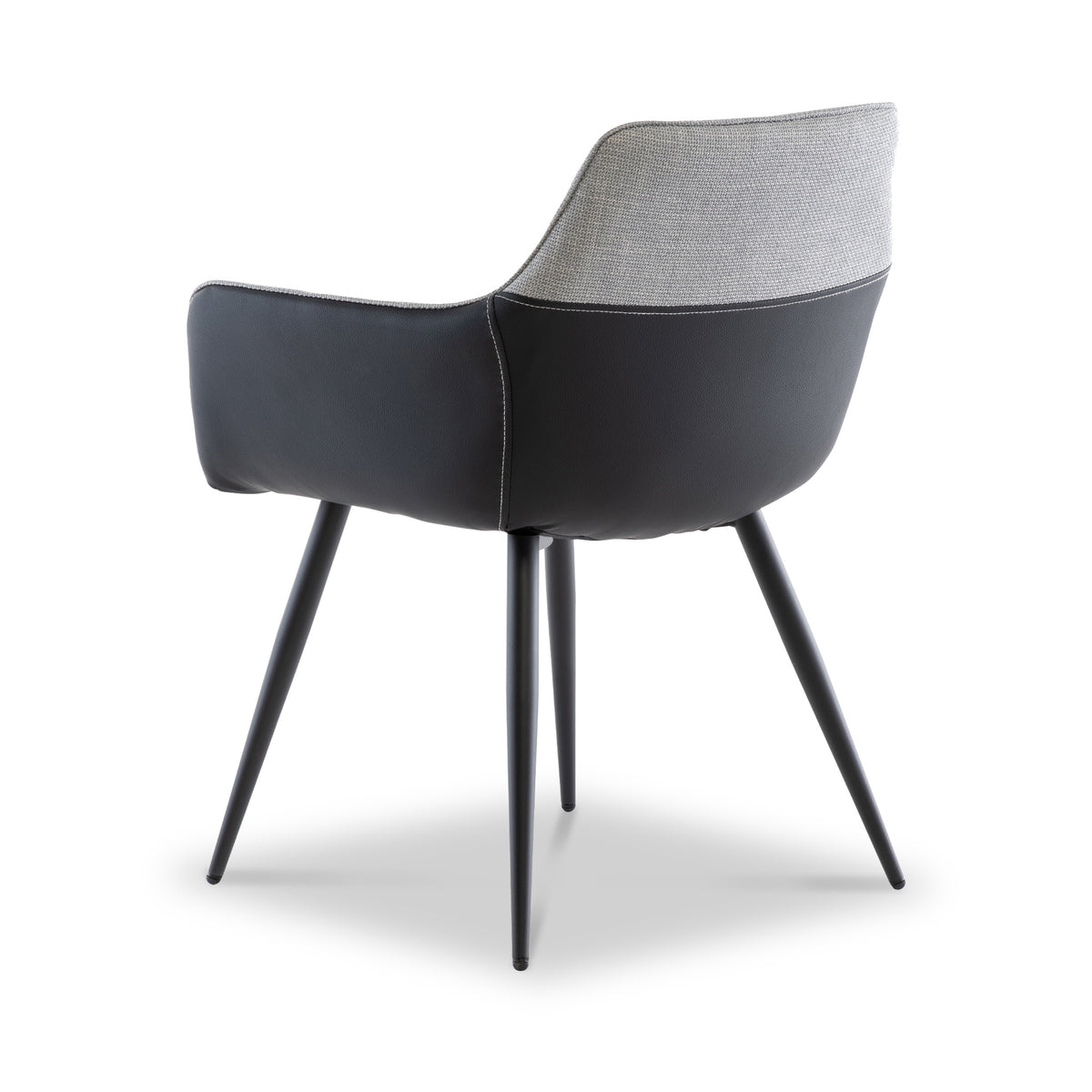 Halvard-Faux-Leather-Dining-Armchair-Black-Silver from Roseland Furniture
