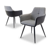Halvard-Faux-Leather-Dining-Armchair-Black-Silver from Roseland Furniture