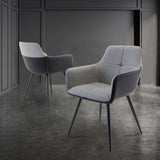 Halvard-Faux-Leather-Dining-Armchair-Black-Silver from Roseland Furniture
