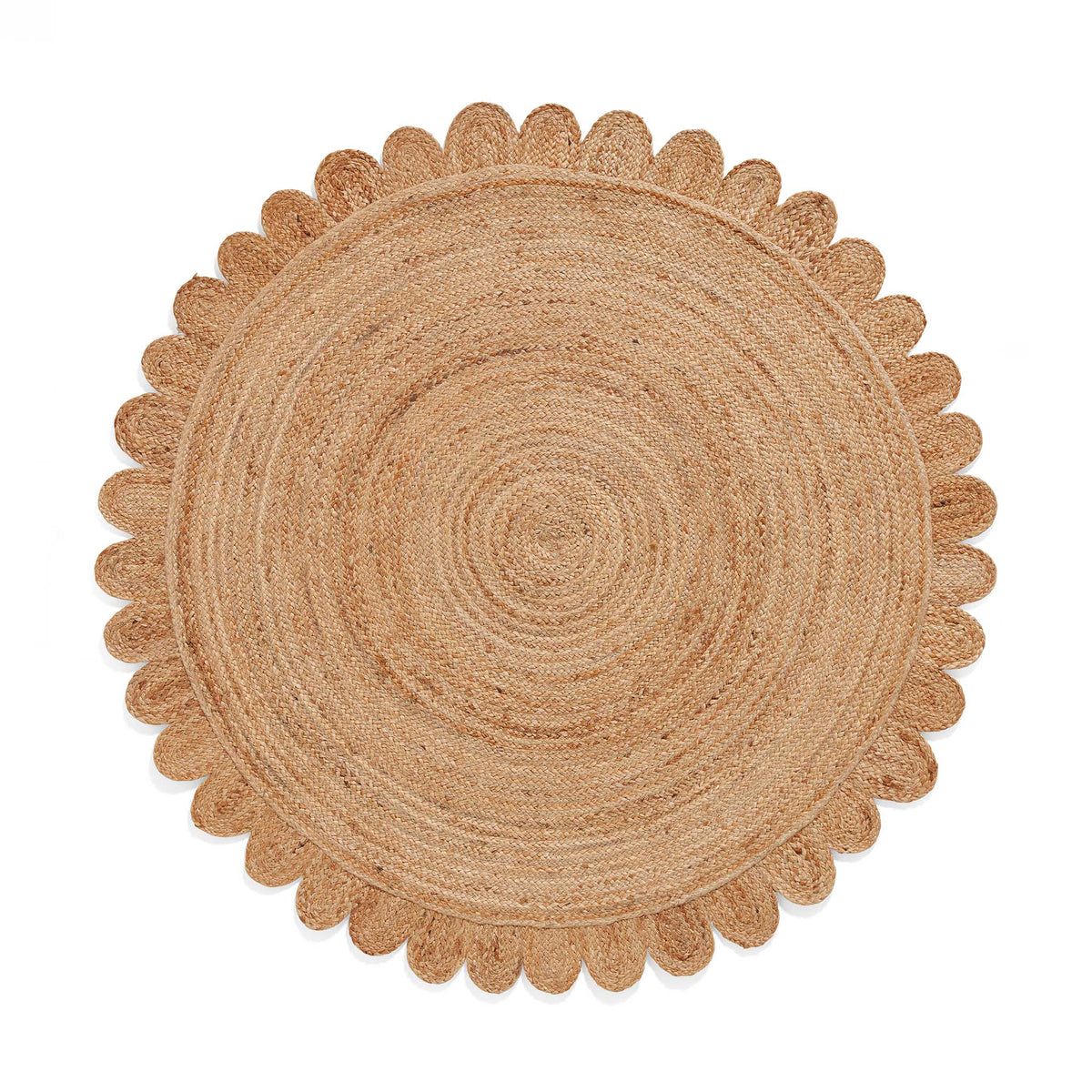 Chesney Round Jute Scalloped Edge Natural Rug from Roseland Furniture