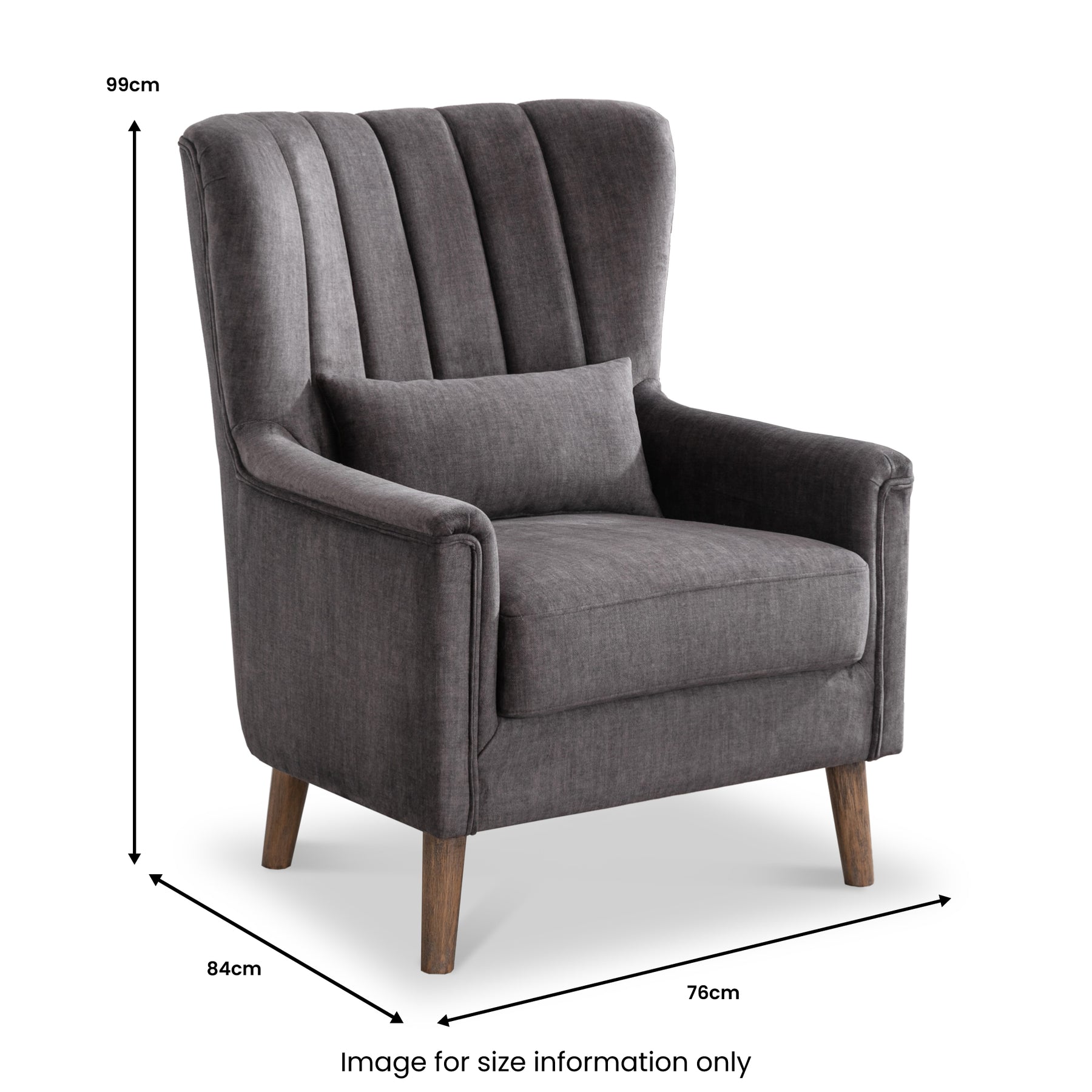 Lucille Velvet Armchair Dims from Roseland Furniture