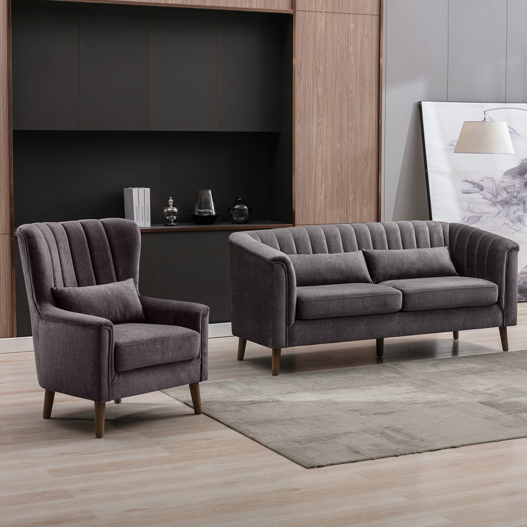 Lucille Velvet Armchair Dims from Roseland Furniture