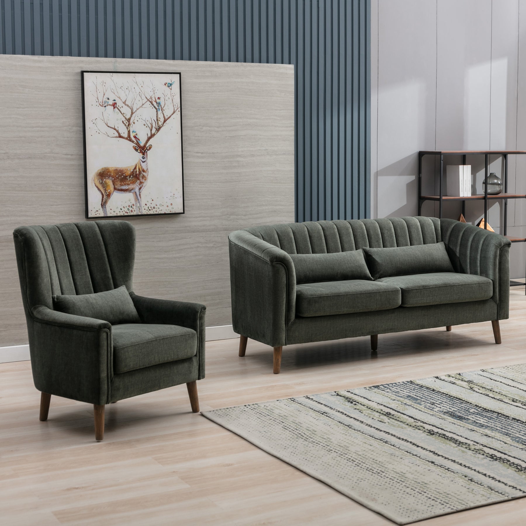 Lucille Velvet Armchair Moss from Roseland Furniture