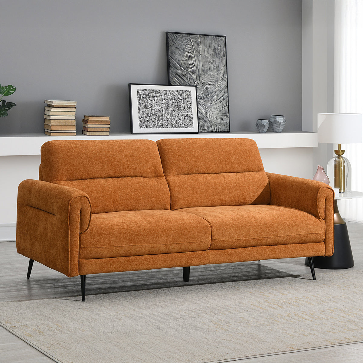Lindell 3 Seater Sofa Gold from Roseland Furniture