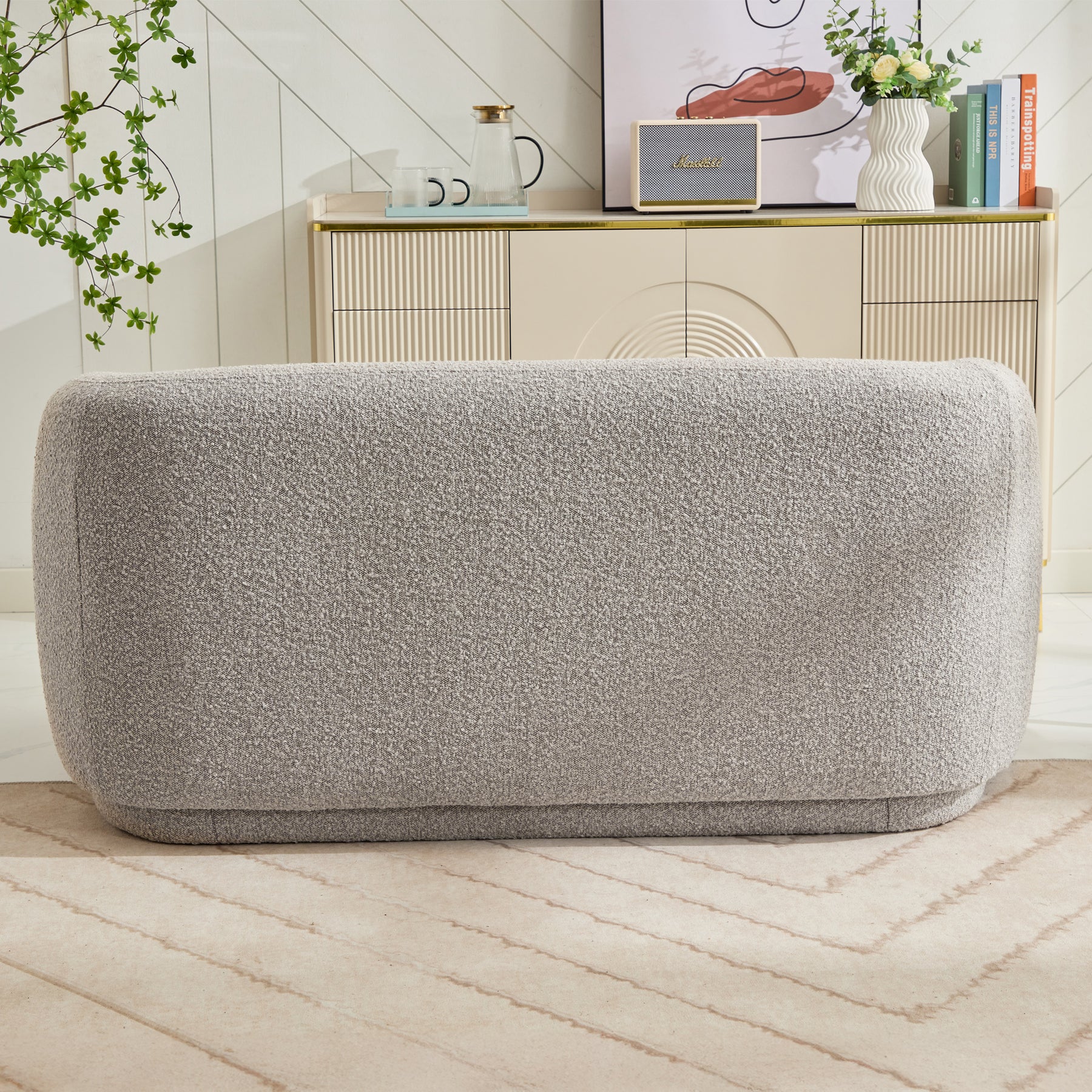 Sudsy Soft Boucle Curve 2 Seater Sofa Dims from Roseland Furniture