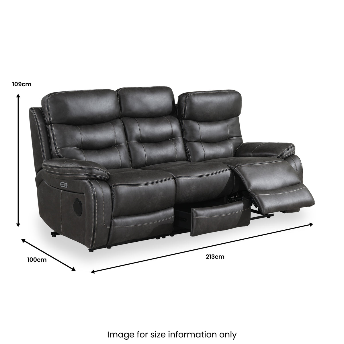 Micah Faux Leather Power 3 Seater Recliner Sofa from Roseland Furniture