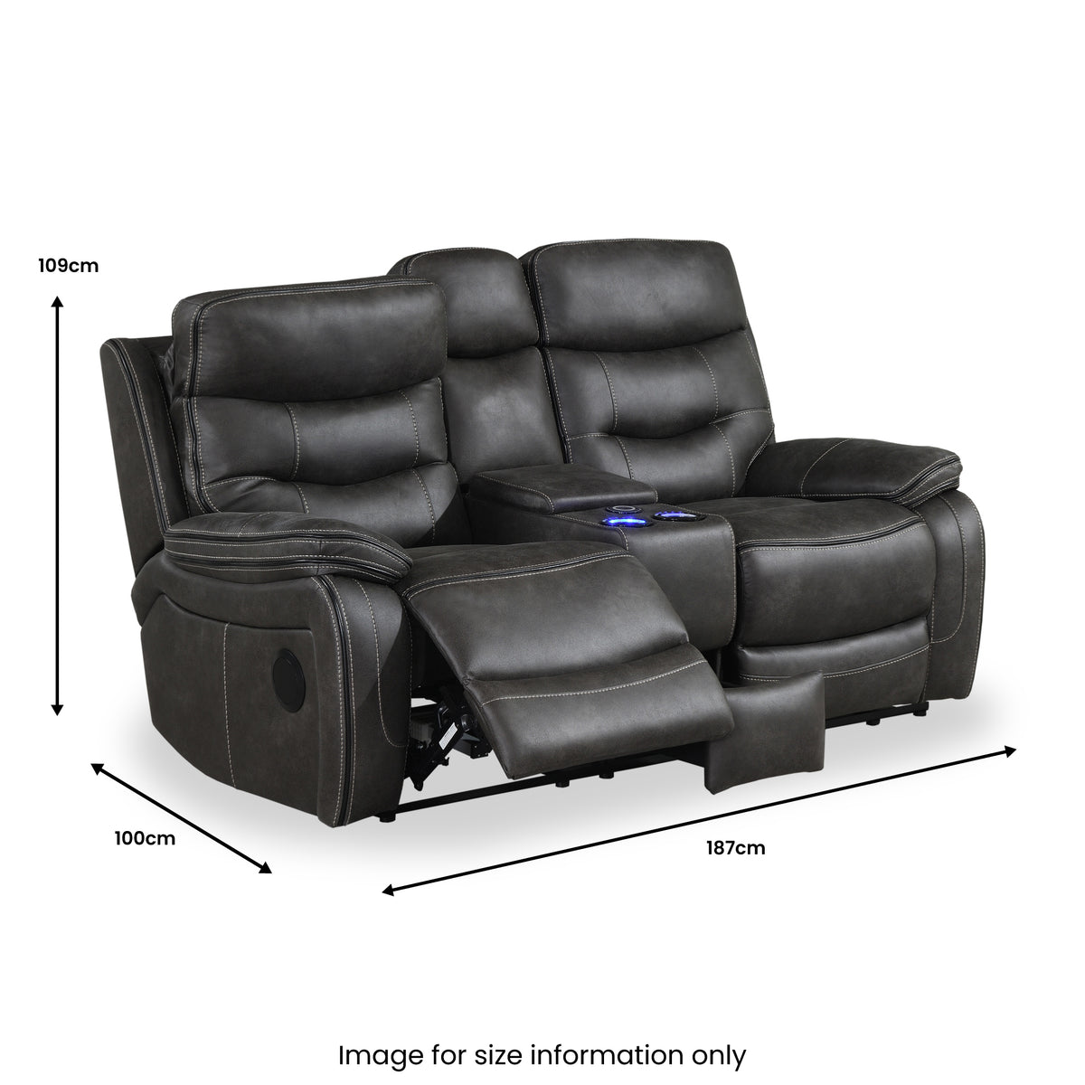 Micah 2 Seater Recliner Sofa w Console from Roseland Furniture