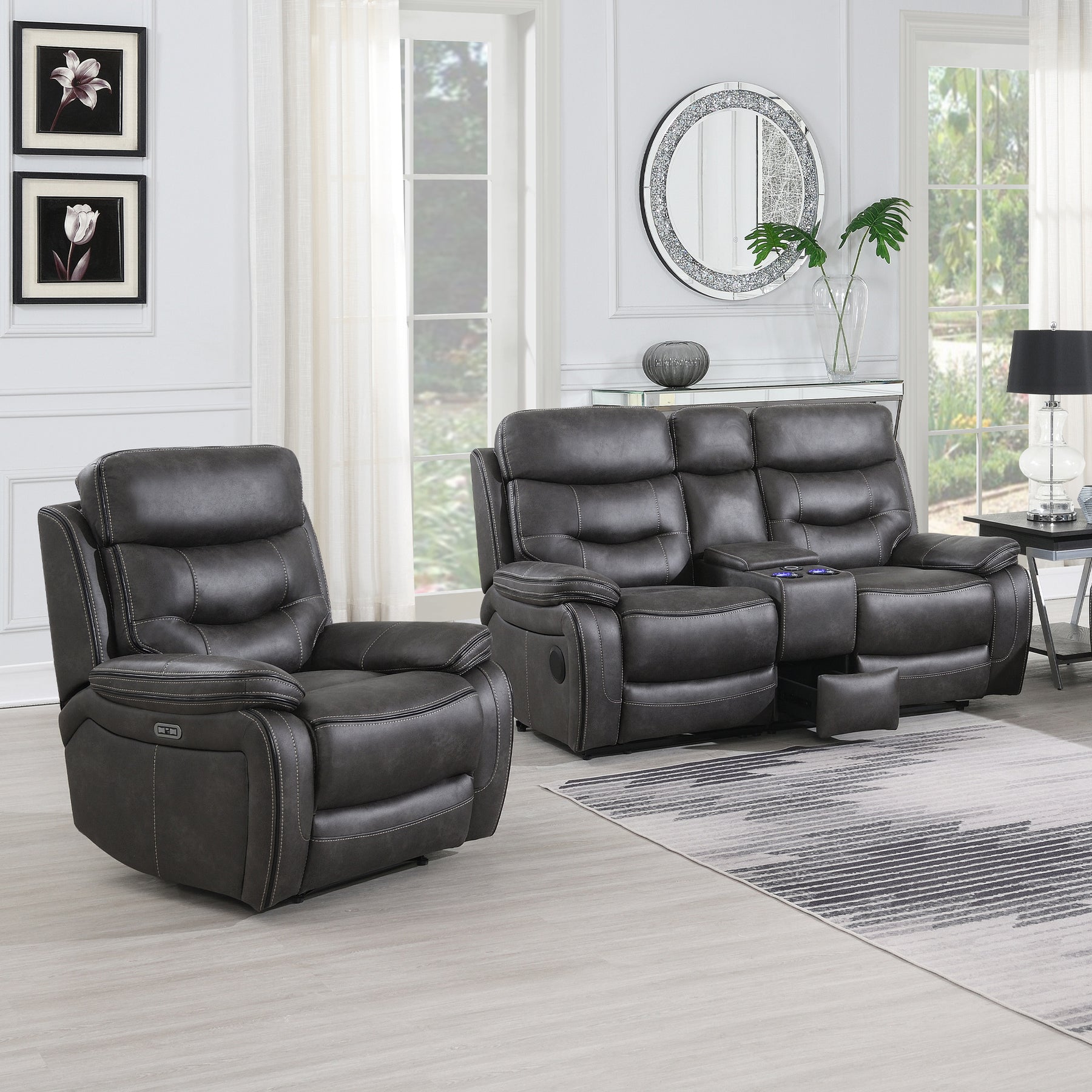 Micah Faux Leather Power Recliner Armchair from Roseland Furniture