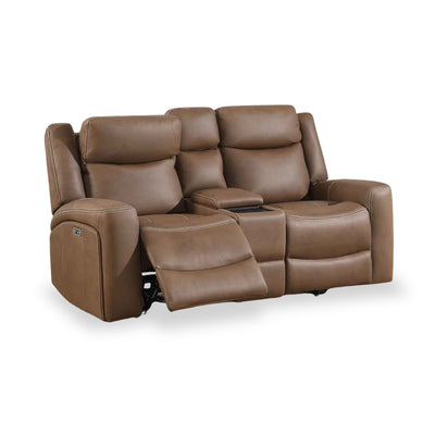 Lambeth Faux Leather 2 Seater Power Recliner Sofa with Console