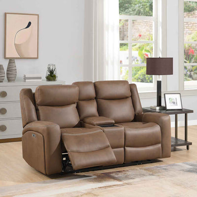 Lambeth Faux Leather 2 Seater Power Recliner Sofa with Console