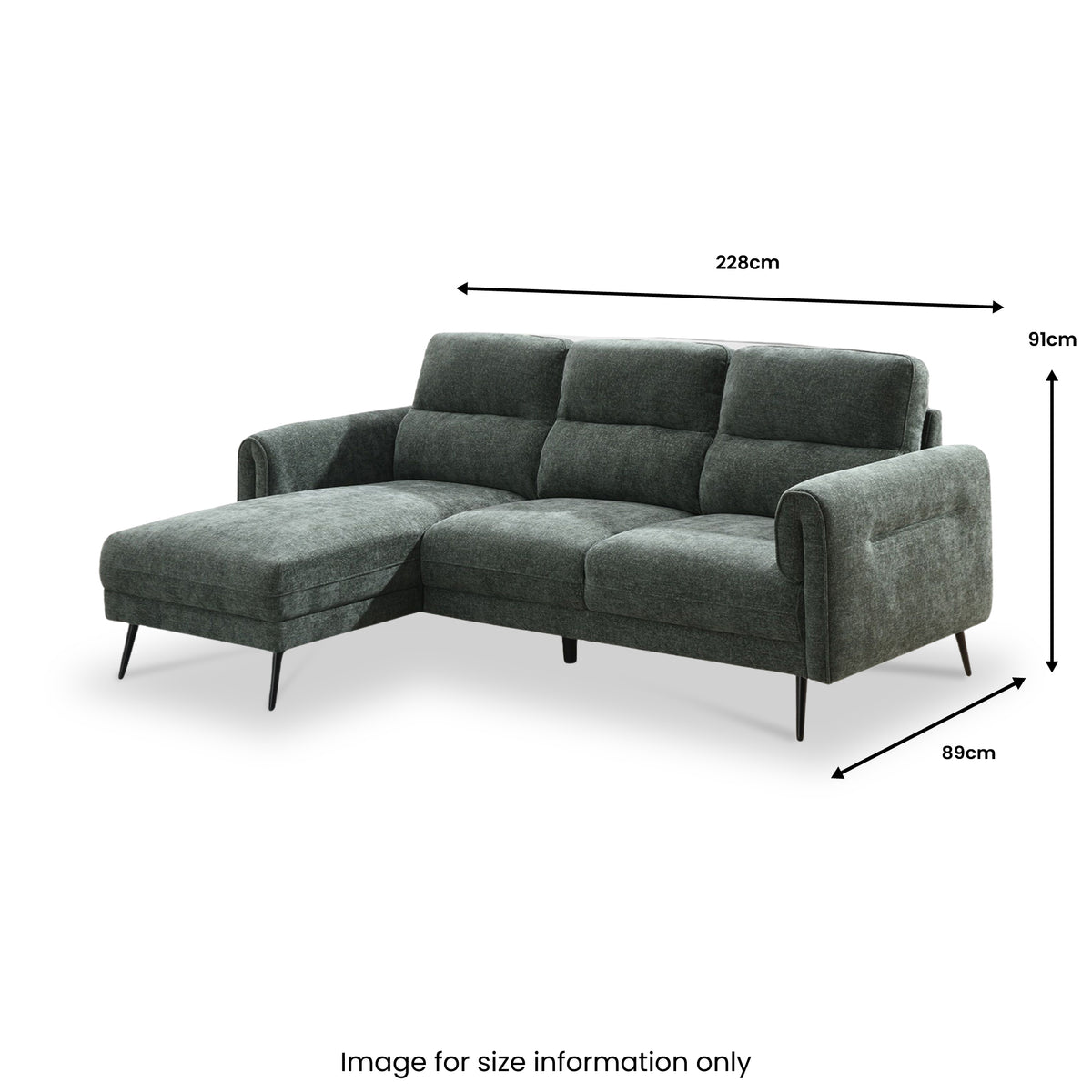 Lindell Chaise Sofa LH Facing Moss Angle1 from Roseland Furniture