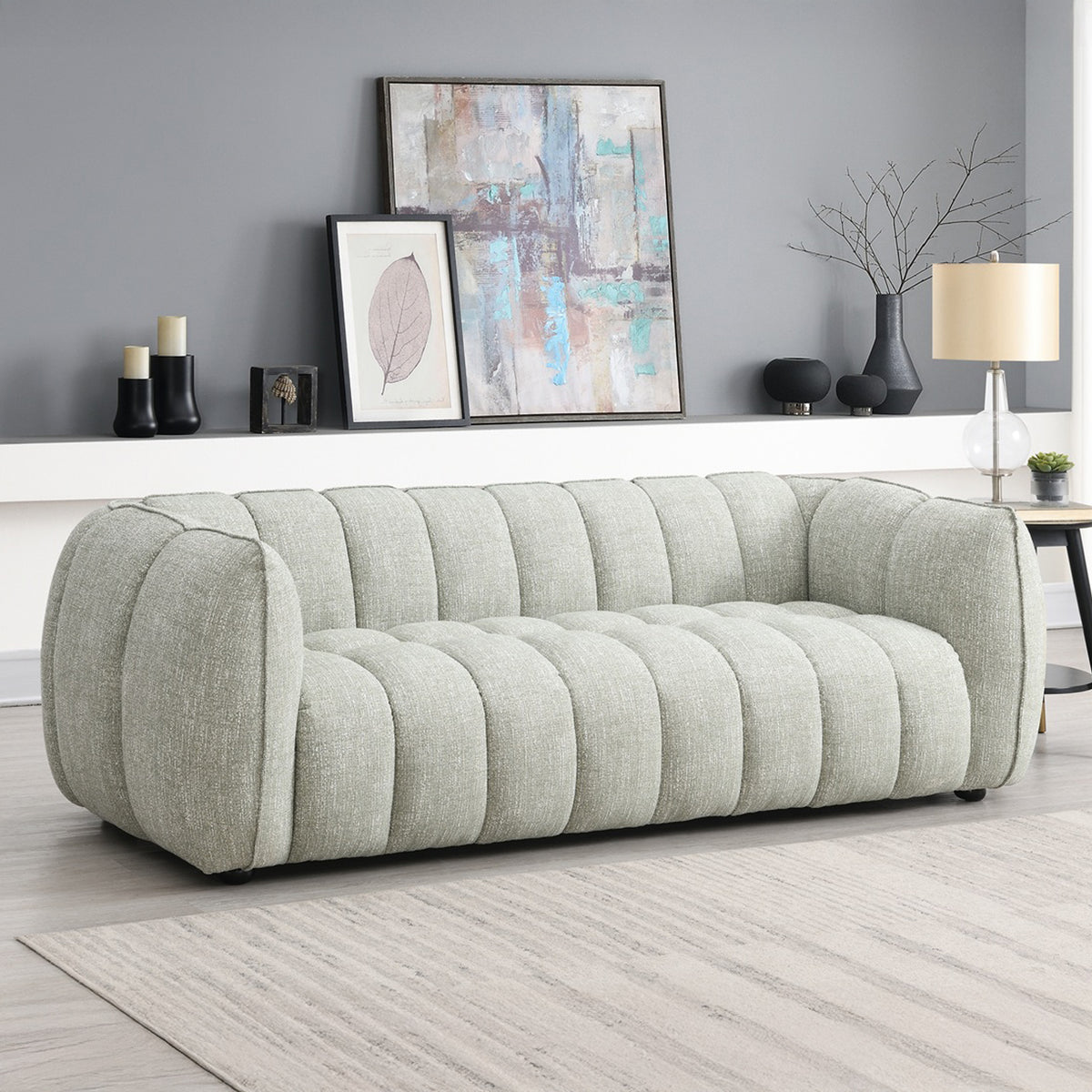 Arcot 3 Seater Sofa for Living Room | Moss or Pale Green | Roseland