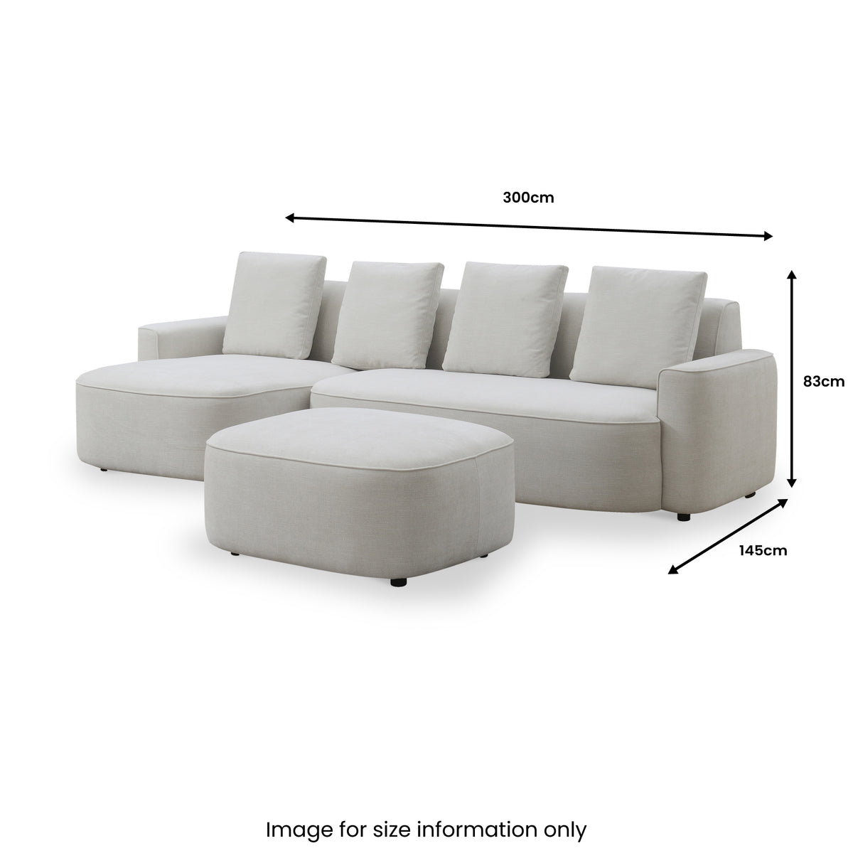Burton Chaise Sofa Ottoman LH Angle1 from Roseland Furniture