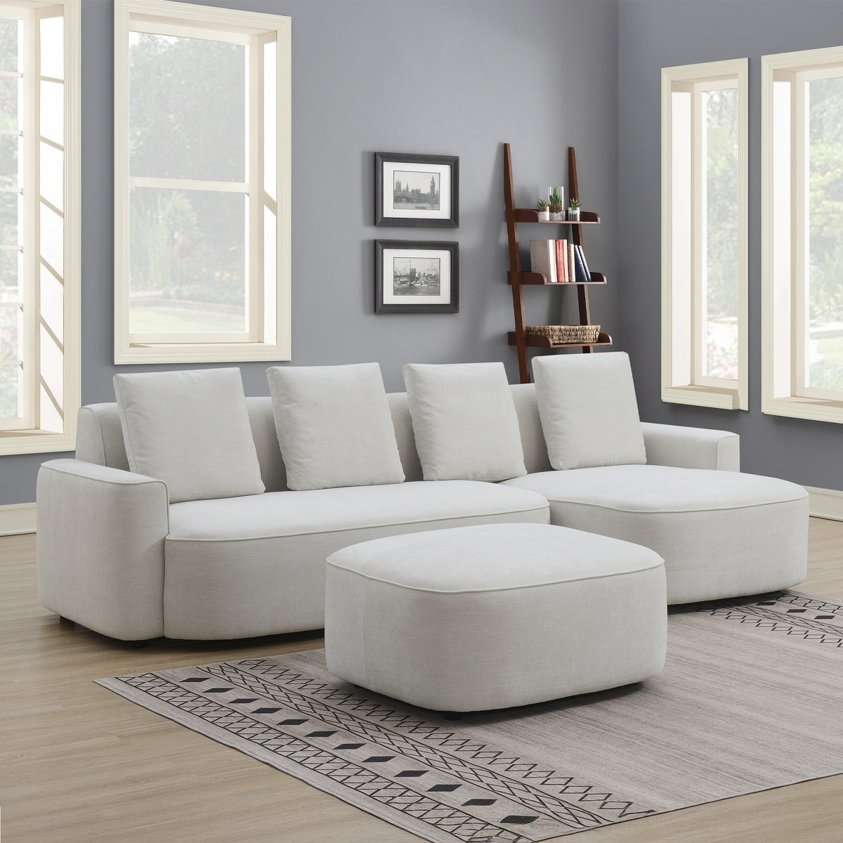 Burton Chaise Sofa Ottoman RH Angle1 from Roseland Furniture