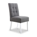 Pryder Grey Faux Linen Dining Chair with White Legs from Roseland Furniture